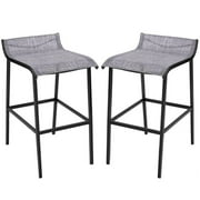 Vitarpatio 2Pcs Outdoor Bar Stools, Patio Bar Height Stool Textilene High Bar Chair w/ Footrest,Gray